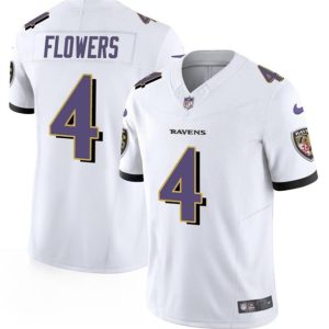 Baltimore Ravens #4 Zay Flowers White 2023 F.U.S.E. Vapor Limited Jersey