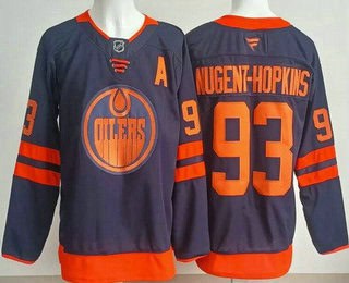 Edmonton Oilers #93 Ryan Nugent Hopkins Navy Authentic Jersey