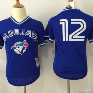 Mitchell And Ness Blue Jays #12 Roberto Alomar Blue Throwback Stitched Jersey