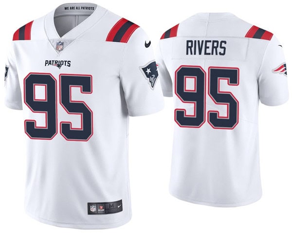 New England Patriots #95 Derek Rivers 2020 White Vapor Untouchable Limited Stitched Jersey