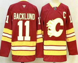 Calgary Flames #11 Mikael Backlund Red Authentic Jersey