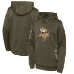 Youth Minnesota Vikings 2022 Olive Salute To Service Therma Performance Pullover Hoodie