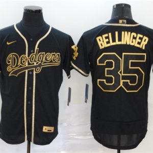 Los Angeles Dodgers #35 Cody Bellinger Black Golden Flex Base Stitched Jersey