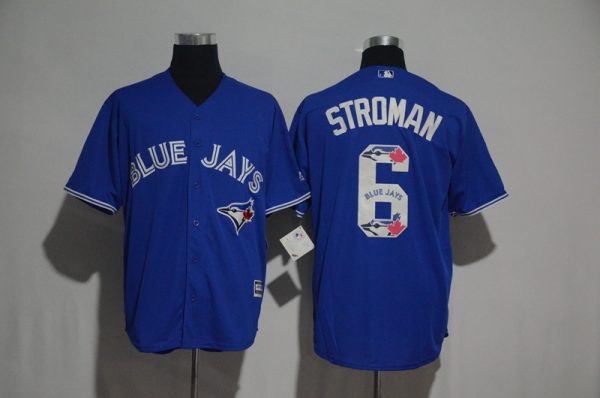 Toronto Blue Jays #6 Marcus Stroman Blue Team Logo Print Cool Base Stitched Jersey