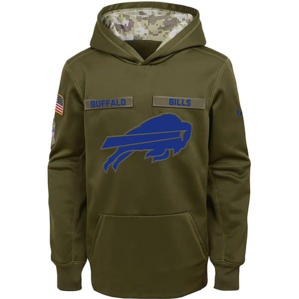 Youth Buffalo Bills Olive Salute To Service Pullover Performance NFL Hoodie