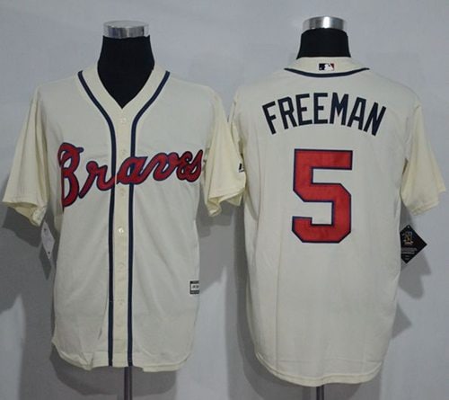 Braves #5 Freddie Freeman Cream New Cool Base Stitched Jersey