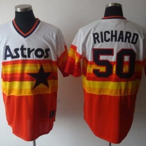 Mitchell And Ness Astros #50 J.R. Richard White Orange Stitched Throwback Jersey