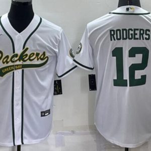 Green Bay Packers Customized Blank White Cool Base Stitched Baseball Jersey