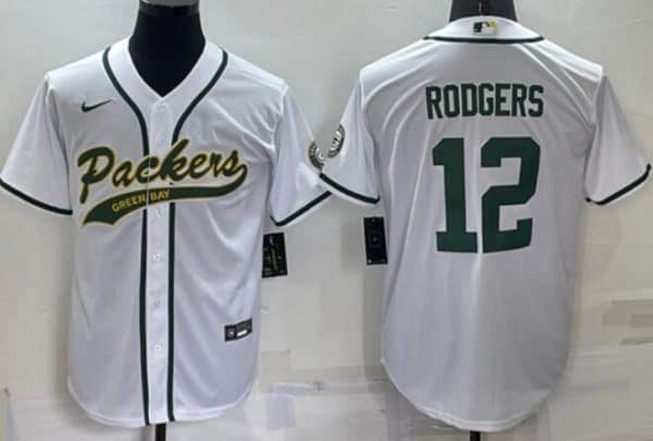 Green Bay Packers Customized Blank White Cool Base Stitched Baseball Jersey