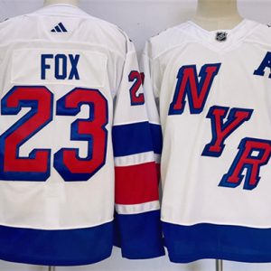 New York Rangers #23 Adam Fox White 2023-2024 Stadium Series Stitched Jersey