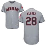 Indians #28 Corey Kluber Grey Flexbase Authentic Collection Stitched Jersey