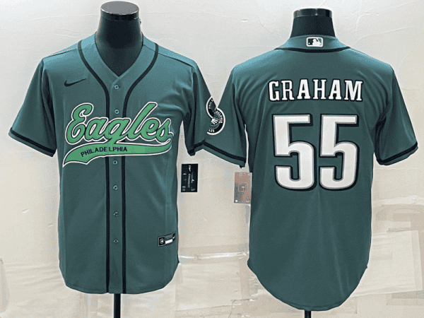 Philadelphia Eagles #55 Brandon Graham Green With Patch Cool Base Stitched Baseball Jersey