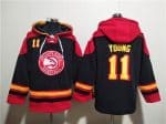 Atlanta Hawks #11 Trae Young Black Red Lace-Up Pullover Hoodie