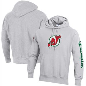 New Jersey Devils Champion Heathered Gray Reverse Weave Pullover Hoodie