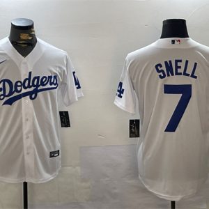 Los Angeles Dodgers #7 Blake Snell White Cool Base Stitched Jersey