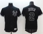 Yankees #2 Derek Jeter Black Fashion Flexbase Authentic Collection Stitched Jersey