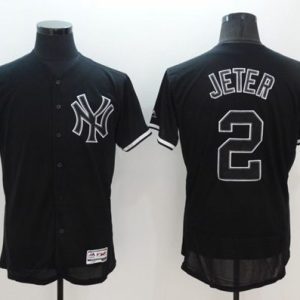 Yankees #2 Derek Jeter Black Fashion Flexbase Authentic Collection Stitched Jersey