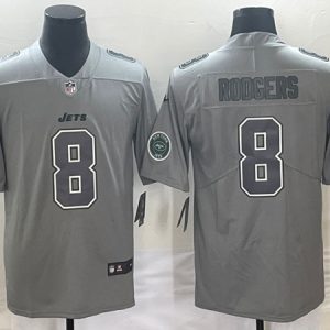 New York Jets #8 Aaron Rodgers Gray With Patch Stitched Jersey