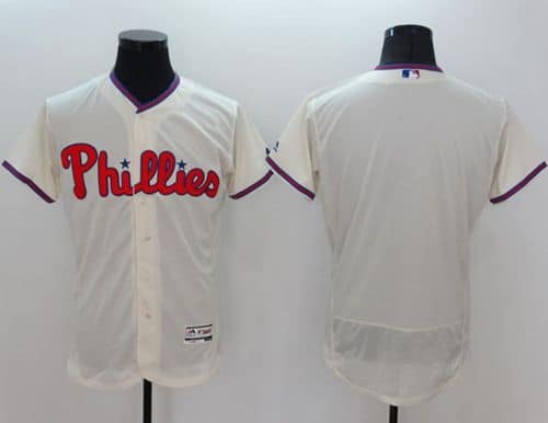Phillies Blank Cream Flexbase Authentic Collection Stitched Jersey