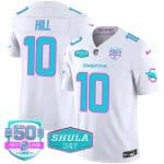 Miami Dolphins #10 Tyreek Hill White F.U.S.E. With 347 Shula Patch And 50th Perfect Season Patch Vapor Limited Stitched Jersey