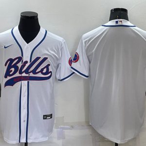 Buffalo Bills Blank White Cool Base Stitched Baseball Jersey