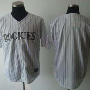 Rockies Blank White Strip Cool Base Stitched Jersey
