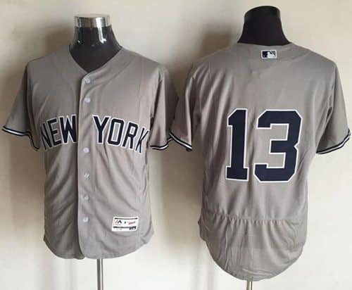 Yankees #13 Alex Rodriguez Grey Flexbase Authentic Collection Stitched Jersey