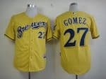 Brewers #27 Carlos Gomez Yellow Alternate Cool Base Stitched Jersey