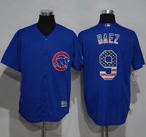 Cubs #9 Javier Baez Blue USA Flag Fashion Stitched Jersey
