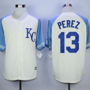 Royals #13 Salvador Perez Cream Exclusive Vintage Stitched Jersey
