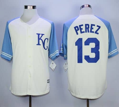 Royals #13 Salvador Perez Cream Exclusive Vintage Stitched Jersey