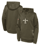 Youth New Orleans Saints 2022 Olive Salute To Service Therma Performance Pullover Hoodie