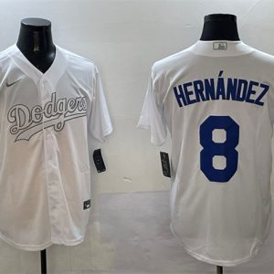Los Angeles Dodgers #8 Enrique Hernandez White Fashion Cool Base Stitched Jersey
