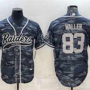 Las Vegas Raiders #83 Darren Waller Gray Camo With Patch Cool Base Stitched Baseball Jersey