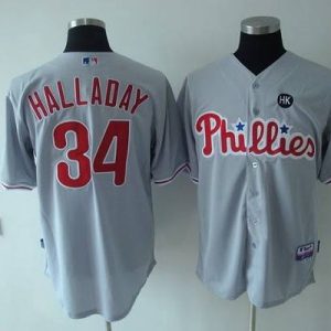 Philadelphia Phillies #34 Roy Halladay Stitched Grey Baseball Jersey