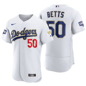 Los Angeles Dodgers #50 Mookie Betts White Flex Base Sttiched Jersey