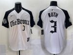 New York Yankees #3 Babe Ruth White Black 'Gothic Legacy Edition' Vapor Premier Limited Stitched Jersey