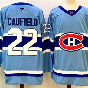 Montreal Canadiens #22 Cole Caufield Blue 2024-25 Reverse Retro Stitched Jersey