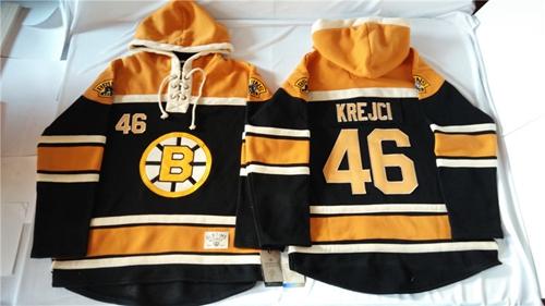 Bruins #46 David Krejci Black Sawyer Hooded Sweatshirt Stitched Jersey