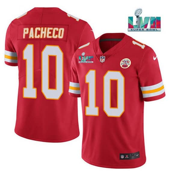 Kansas City Chiefs #10 Isiah Pacheco Red Super Bowl LVII Patch Vapor Untouchable Limited Stitched Jersey