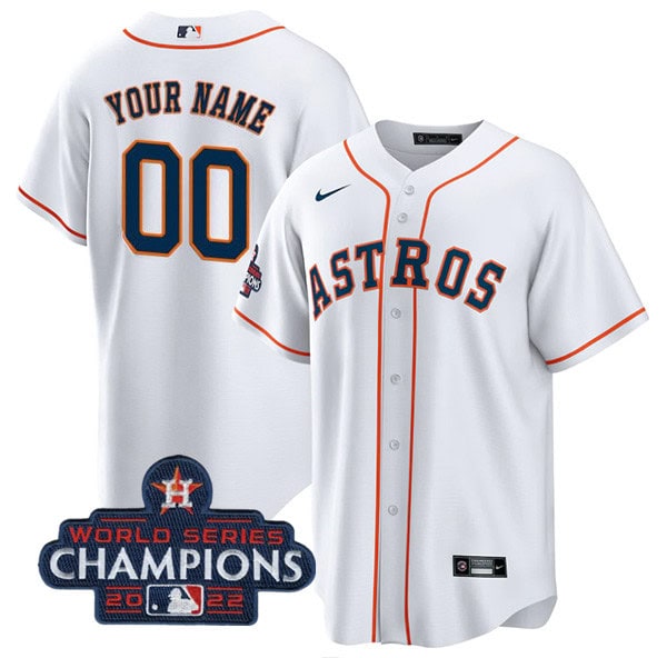 Houston Astros Customized Custom White 2022 World Series Champions Cool Base Stitched Baseball Jersey