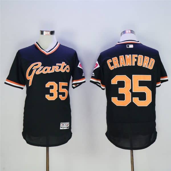 San Francisco Giants #35 Brandon Crawford Black Cool Base Cooperstown Collection Player Stitched Jersey