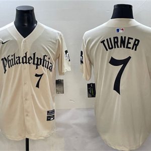 Philadelphia Phillies #7 Trea Turner Cream Gothic Vapor Limited Stitched Jersey