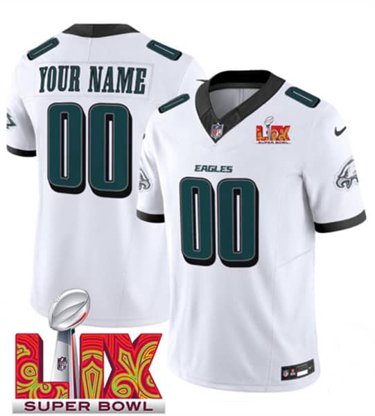 Philadelphia Eagles Custom White F.U.S.E. 2025 Super Bowl LIX Patch Vapor Untouchable Limited Stitched Jersey