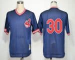 Mitchell And Ness Indians #30 Joe Carter Blue Throwback Stitched Jersey