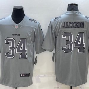 Las Vegas Raiders #34 Bo Jackson Gray Atmosphere Fashion Stitched Jersey