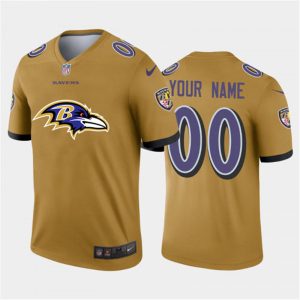 Baltimore Ravens Customized Gold 2020 Team Big Logo Limited Stitched NFL Jersey