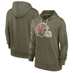 Cleveland Browns 2022 Olive Salute To Service Therma Performance Pullover Hoodie(Run Small)