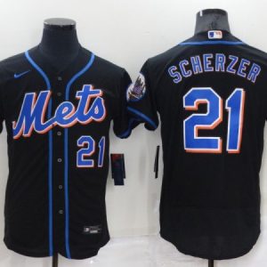New York Mets #21 Max Scherzer Black Flex Base Stitched Jersey