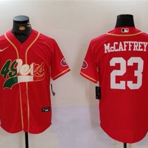 San Francisco 49ers #23 Christian McCaffrey Red Mexico With Patch Stitched Jersey